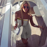 Heather Gray Metallic Strapless Jumpsuit - The Capri