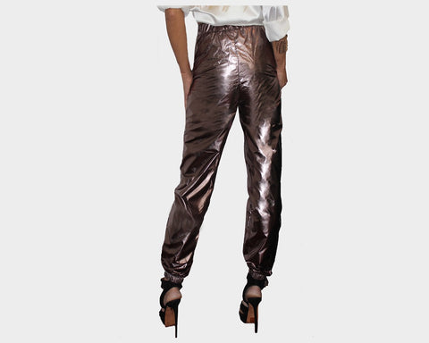 82 Copper Rust Wet look Weekender Pants - The Park Avenue