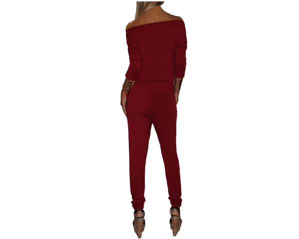 Cherry Red off shoulder Jumpsuit - The Malibu