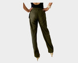 Deep Green Linen Wide-Leg Pants - The Tulum