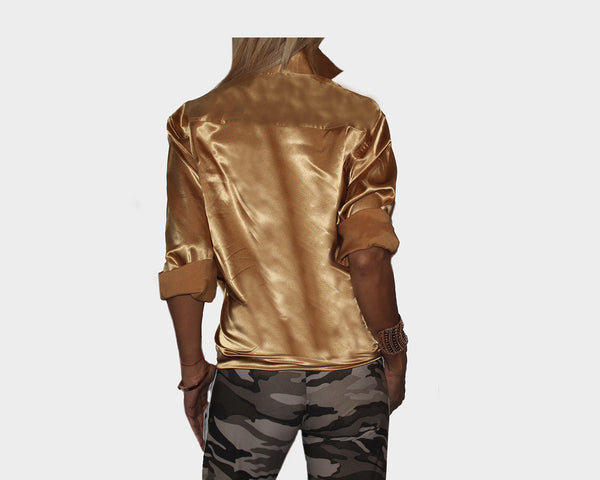 Gold Long Sleeve Dress Shirt - The Park Avenue