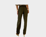 B. Deep Green Linen Wide-Leg Pants - The St. Barts