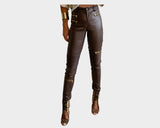 96 Deep Marron Vegan Leather Jeans - The Rockstar Milano