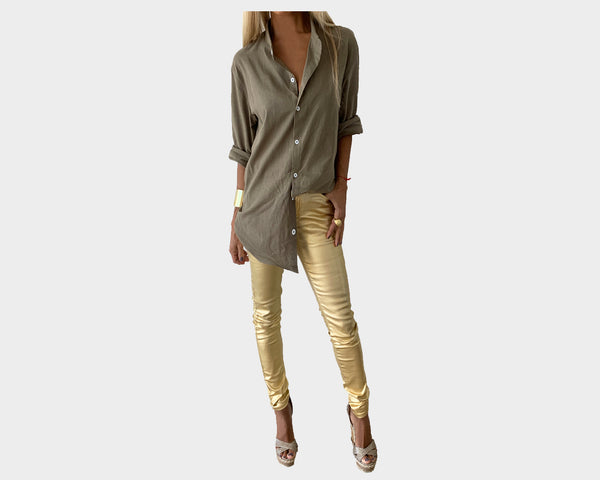 2  Champagne Royale Vegan-Leather jeans - The Milano
