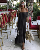 Black Off Shoulder Ruffle Bottom Dress - The Monaco