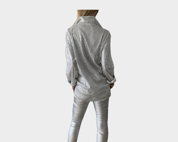 72 Silver Sequins long Sleeve Tunic - The St. Tropez