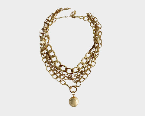 Baroque Gold Multi Layered Sautoir Necklace - The Milano