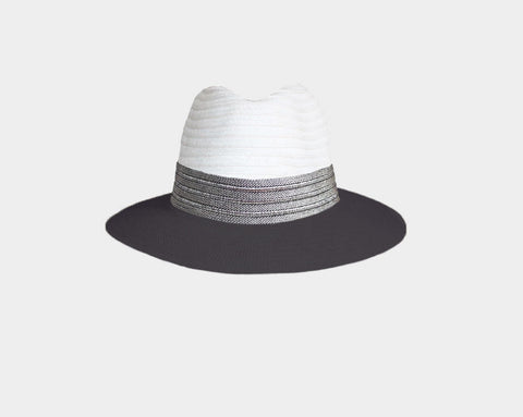 Black & White Fedora Style Sun Hat - The Milan