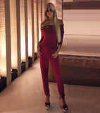 56 Scarlet Red off shoulder Zipper Jumpsuit - The Rodeo Drive