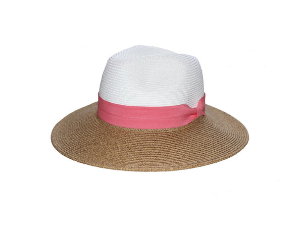 White & Tan Panama Style Hat - The St. Tropez