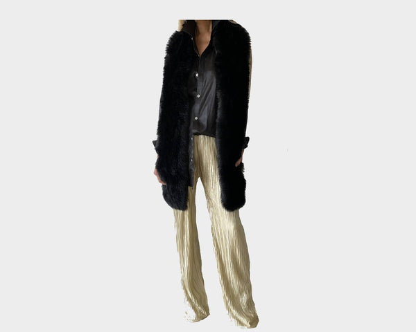 70 Metallic Pleated Gold Pants - The Palm Springs