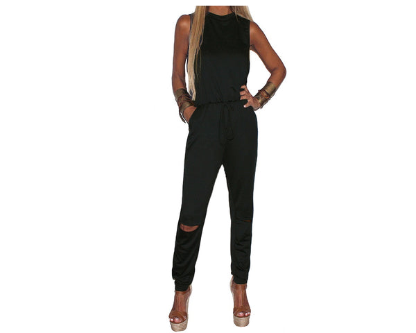 Black knee cut-out Jumpsuit - The Milano