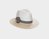 Beige & White Fedora Style Sun Hat - The East Hampton
