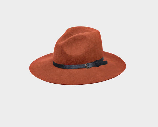 7 Felt Burnt Orange 100% Wool Panama Style Hat - The Aspen