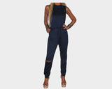 Midnight Blue knee cut-out Jumpsuit - The Milano