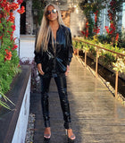 77 Black Vegan Leather One piece Suit - The Rodeo Drive