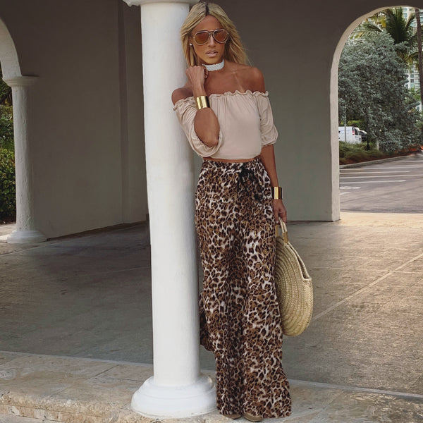 Taupe Angora Off Shoulder Crop Top - The St. Barth