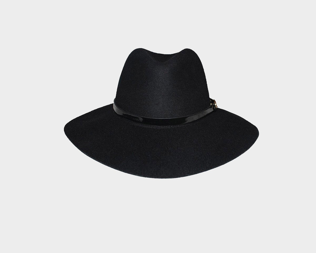 93 Black 100% Wool Panama Style Hat - The London