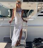 .1 Side Slit Silver White Mesh Resortwear Statement Dress - The Ibiza