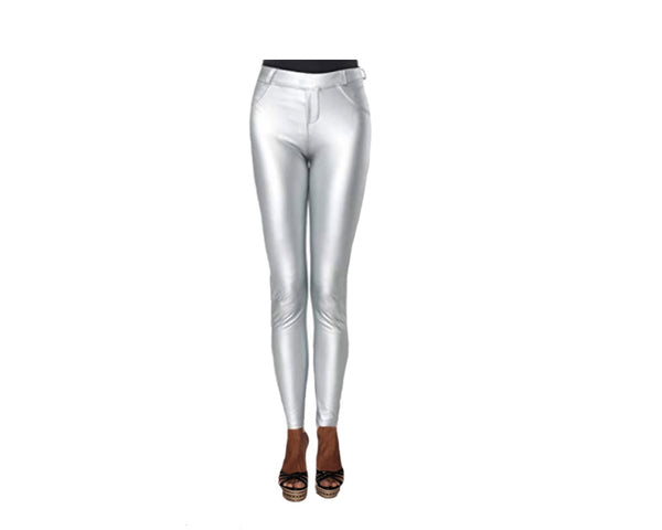 Silver vegan leather leggings - The Madison Avenue