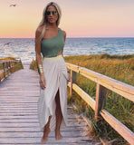 Taupe and Gold Layered Resortwear Sarong - The St. Barth