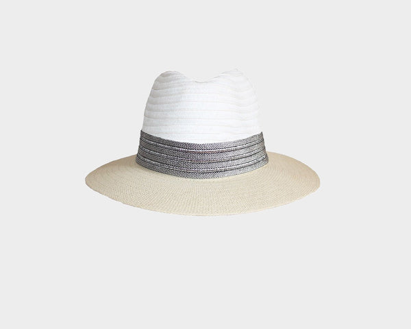 3. Beige & White Fedora Style Sun Hat - The Milan