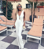 9.9 Pure White Deep V Jumpsuit - The Bel Air