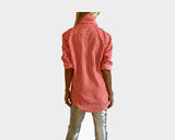 55 Stripe Rouge et Blanc long Sleeve Weekender Shirt - The Rodeo Drive