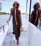C. Black & Gold Front Slit Dress - The St. Tropez