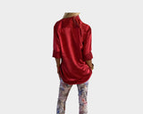 56 Scarlet Red Silk long Sleeve Dress Shirt - The Milano