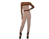 B. Taupe and Nautical Black, Red & Gold strapless Jumpsuit - The Corso Venezia