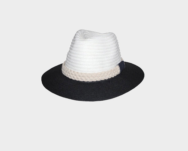 White & Black Panama Style Sun Hat - The Hamptons