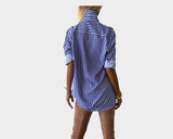 54 Stripe Bleue Royal et Blanc long Sleeve Weekender Shirt - The Rodeo Drive