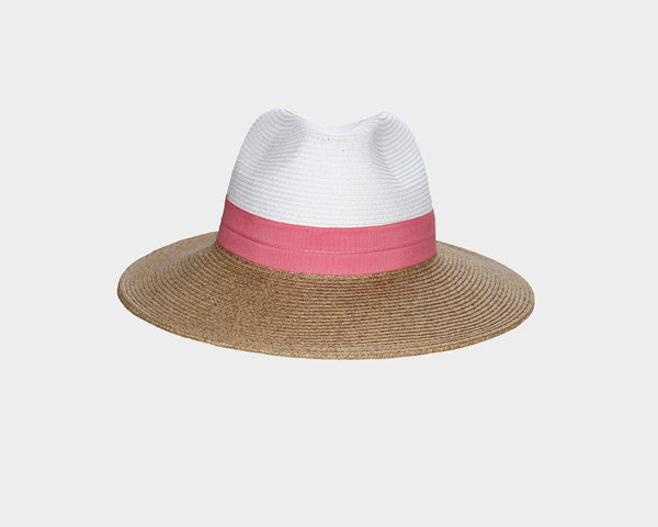 White & Tan Panama Style Hat - The St. Tropez
