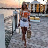 Tangerine Ombre Linen Poly Blend Off the Shoulder top - The Ibiza