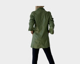 4. Runway Green Vegan Leather Boyfriend Jacket - The Milano