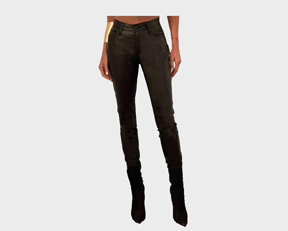 86 Black Vegan Leather Jean Pants - The Bond Street