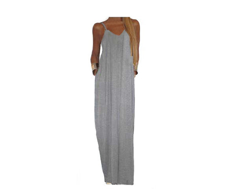 Pale Gray Maxi Dress - The Santorini