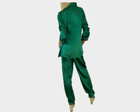A. Regal Green organic silk loungewear - The Hamptons