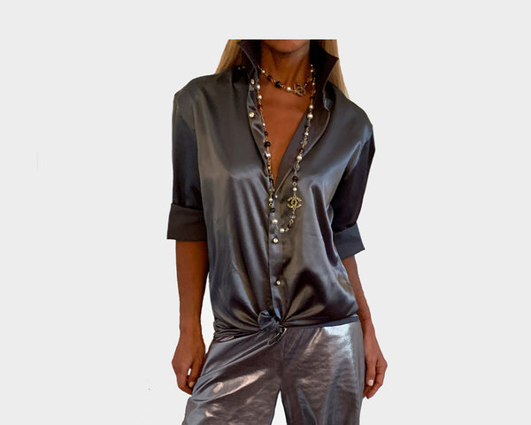 99 Cobalt Gray long Sleeve Dress Shirt - The Park Avenue