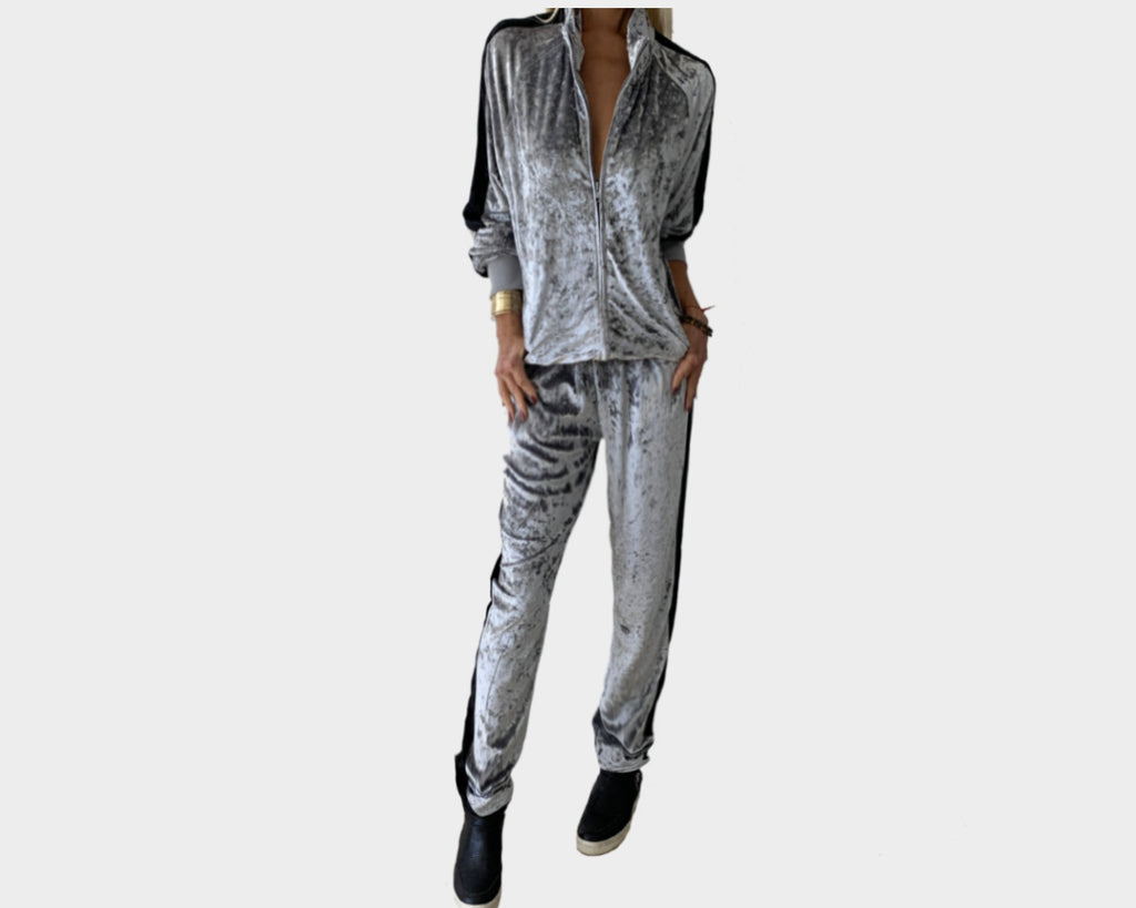 76 Suede Moon Silver Gray and Black Jog Suit - The Roma