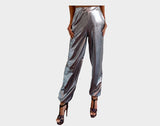 99 Steel Gray & Silver Wet look Weekender Pants - The Cannes