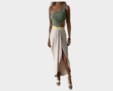 Taupe and Gold Layered Resortwear Sarong - The St. Barth