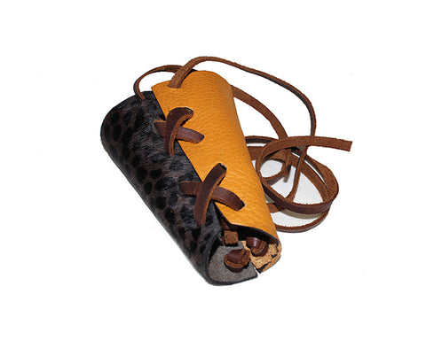 Leopard Print & Mustard Leather Two-Tone Wrap Cuff - The Rodeo Drive