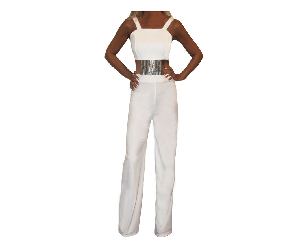 White & Silver Jumpsuit - The Bel Air