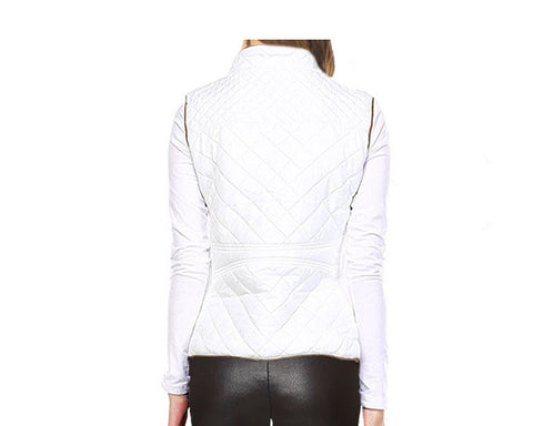 Quilted Vest - White - The Aspen